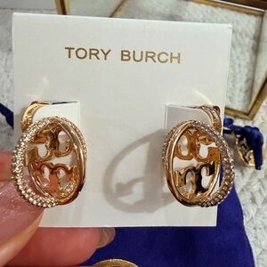 TORY BURCH Miller Pave Multi Hoop Earrings In Gold/Crystal - NWT/Dust Bag